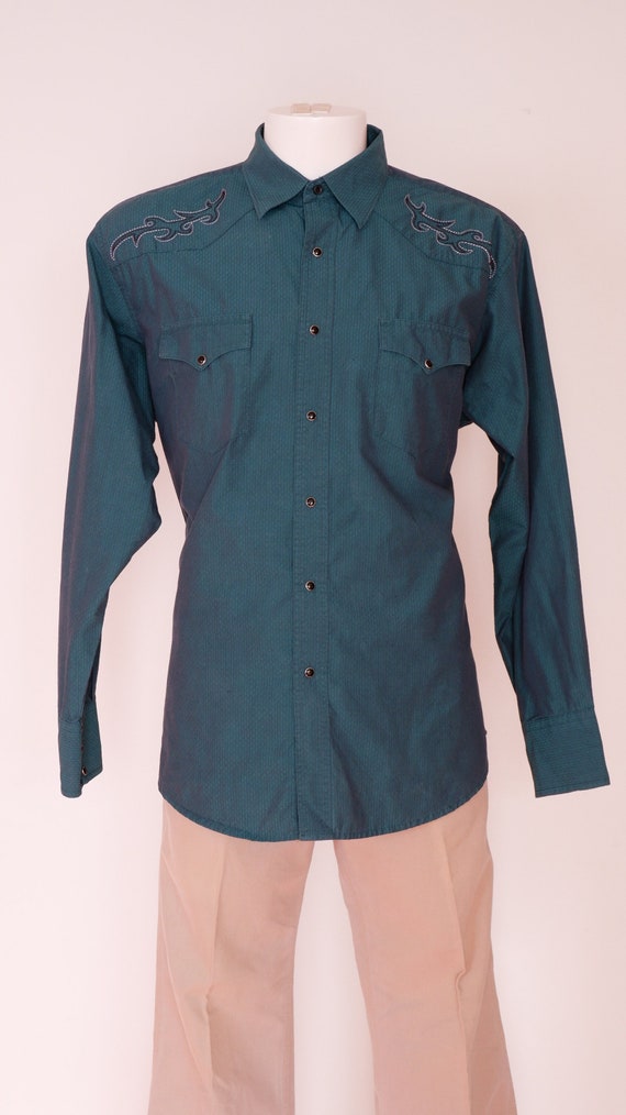 1980's Green Western Shirt