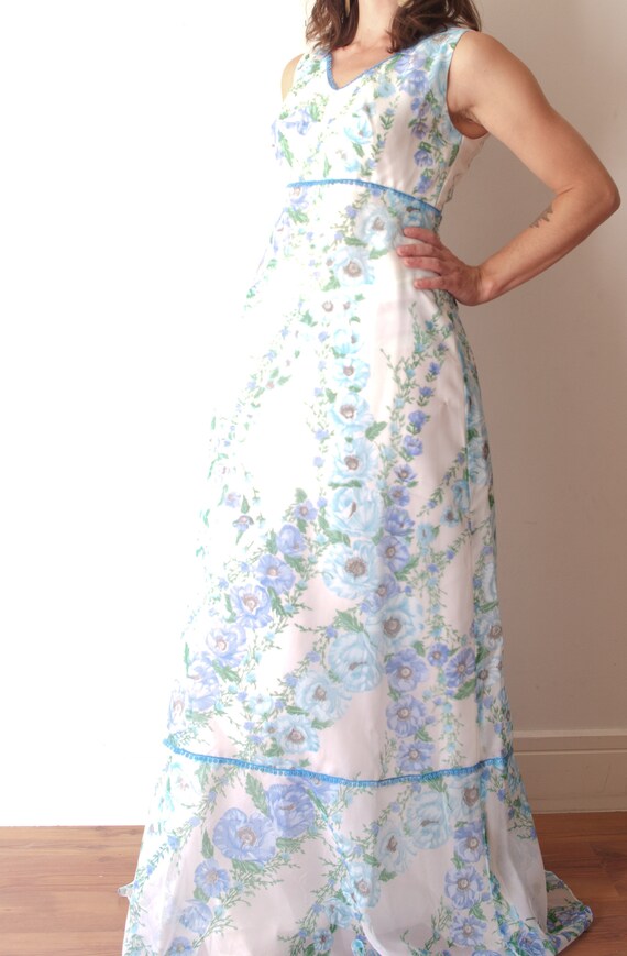 Beaut blue and white bohemian 70s cotton dream dress