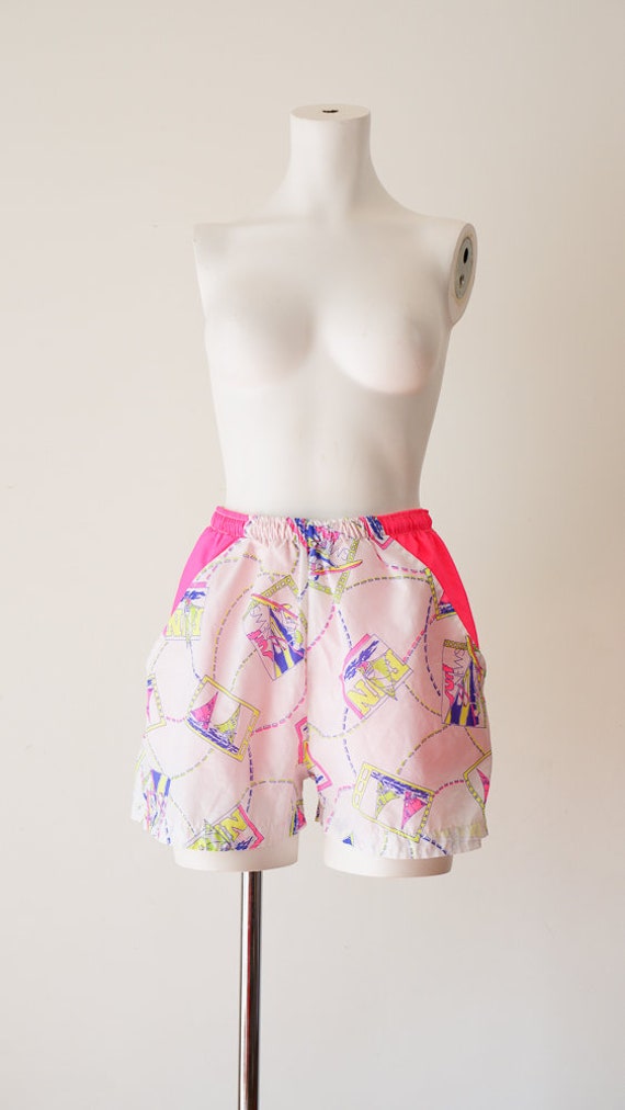 1990s Surf Print Swim Shorts - image 1