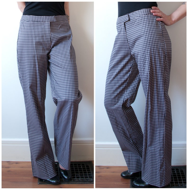 purple checkered pants