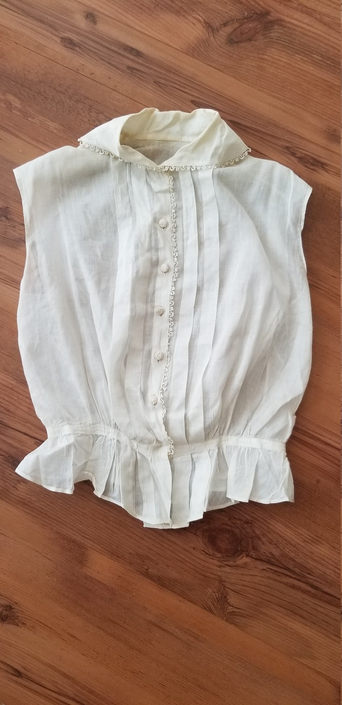 White Edwardian Sleeveless Blouse / Vintage Victorian Cotton | Etsy