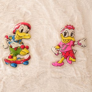 Donald and Daisy Duck Wall Hangings - Vintage 1990s 10 Inch 3D Molded Plastic Cartoon Character Decor