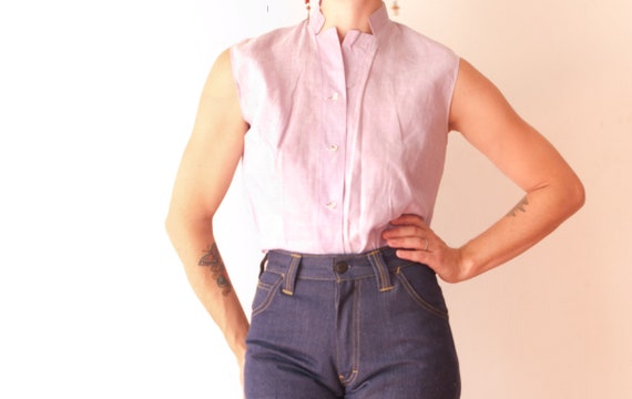 1970's Purple Sleeveless Crop Blouse / Vintage But