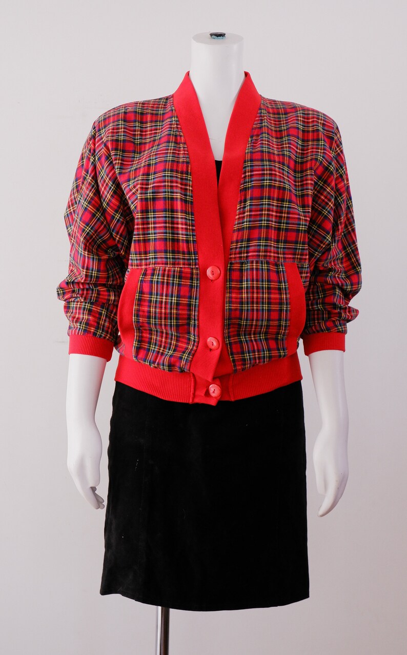 1980/'s Plaid Jacket Vintage Batwing Coat