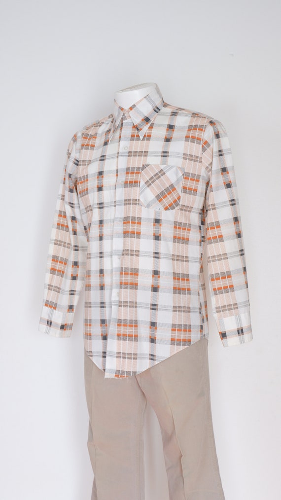 Vintage White and Orange Plaid Shirt by Woolcrest - Vintage Vintage White and Orange Plaid Shirt by Woolcrest - Vintage