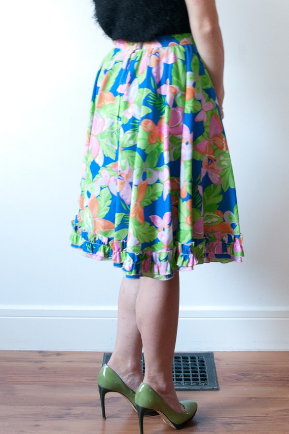 Vintage Blue Floral Skirt - image 6