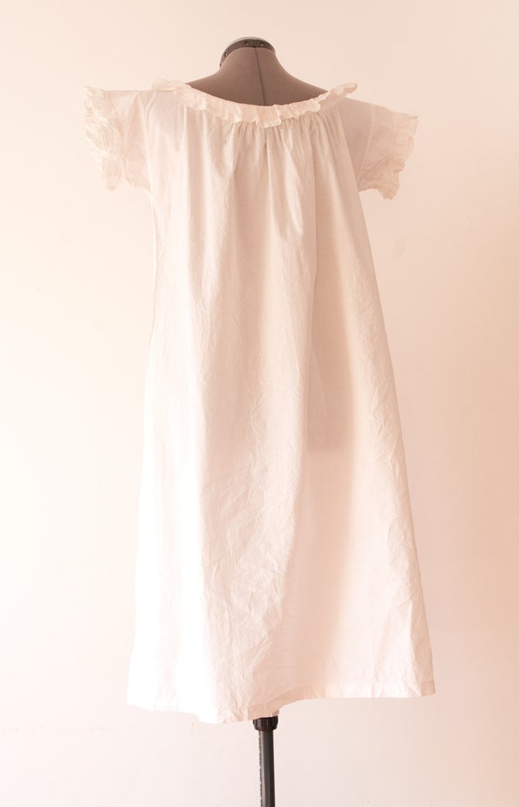 1920s White Cotton Night Gown / Antique Short Sle… - image 8