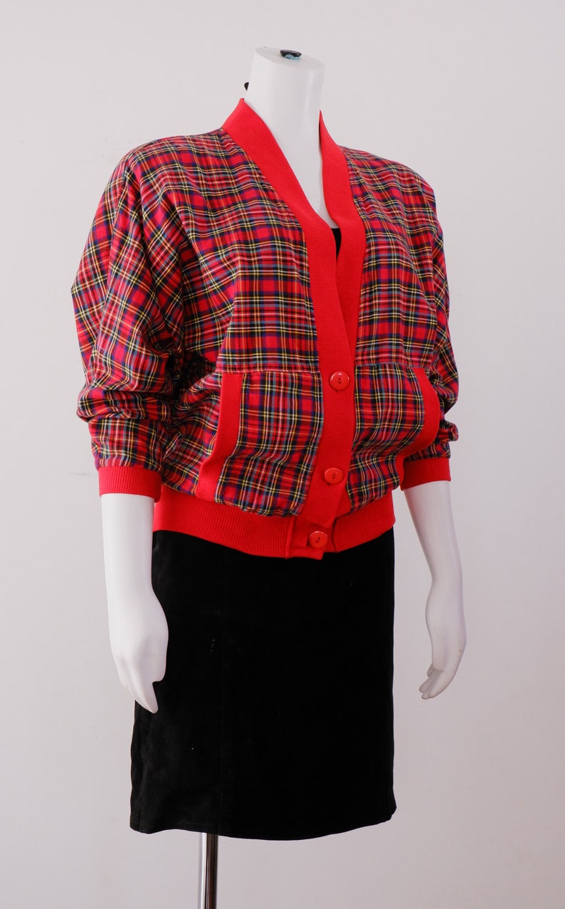 1980/'s Plaid Jacket Vintage Batwing Coat