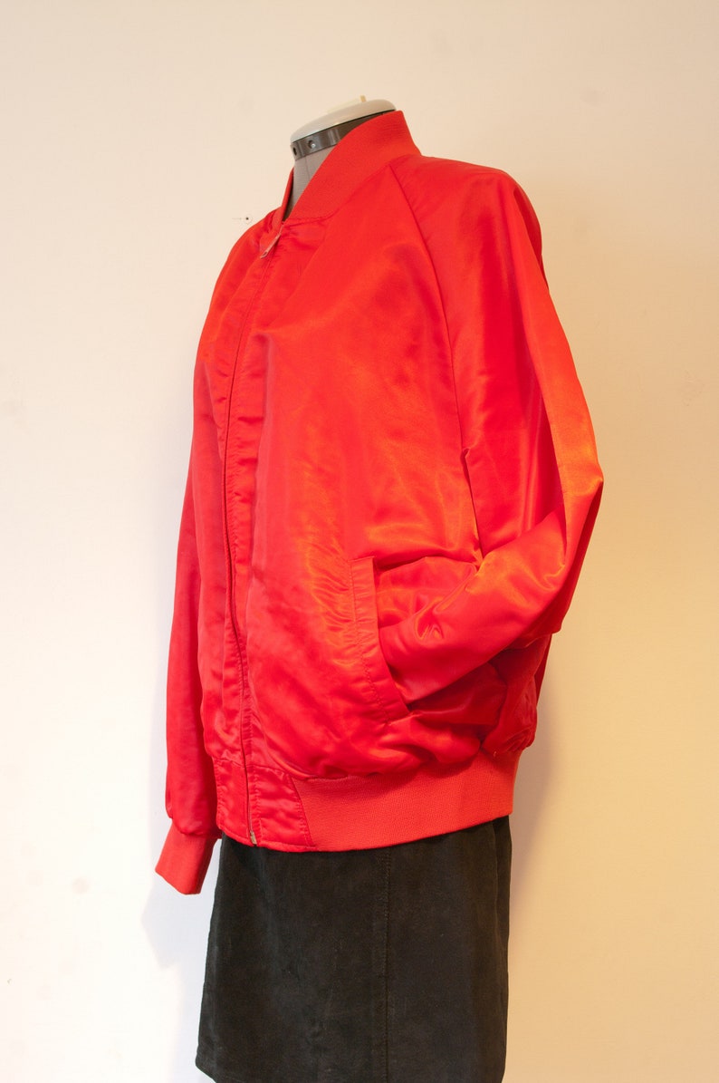 1980/'s Dodge Jacket Dodge Girls Have More Fun Red Satin Bomber Size Large