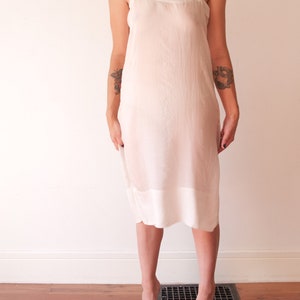 1960s Pink Slip Dress - Small Vintage Sleeveless Midi Nylon Nightgown