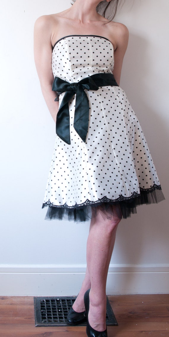 1990s White Polka Dot Gunne Sax Mini Dress - image 2