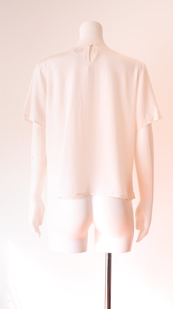 Vintage Off White Silk T Shirt  - image 5