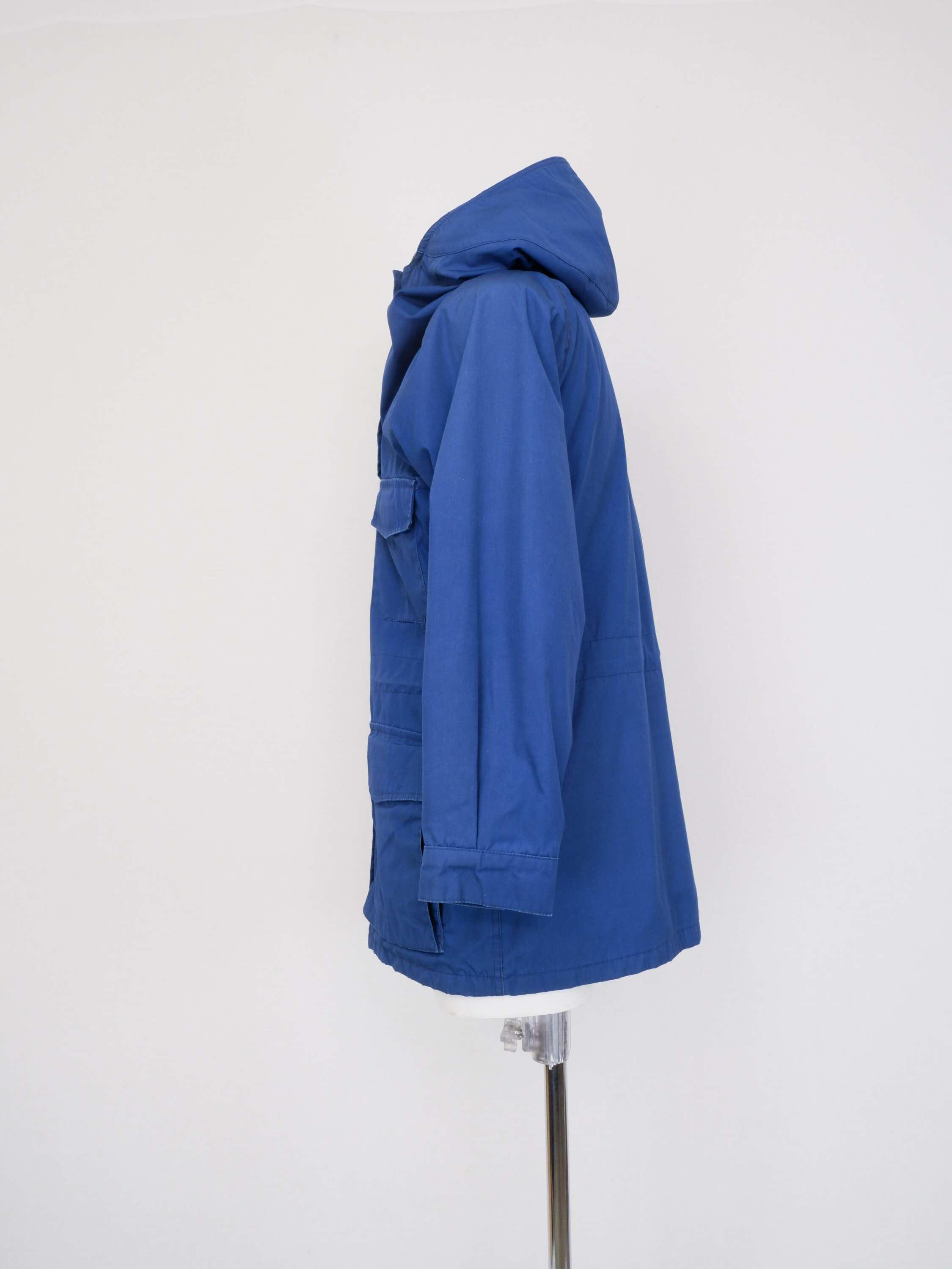 Vintage Hooded Jacket by Eddie Bauer - Medium Blue 1980s Anorak 