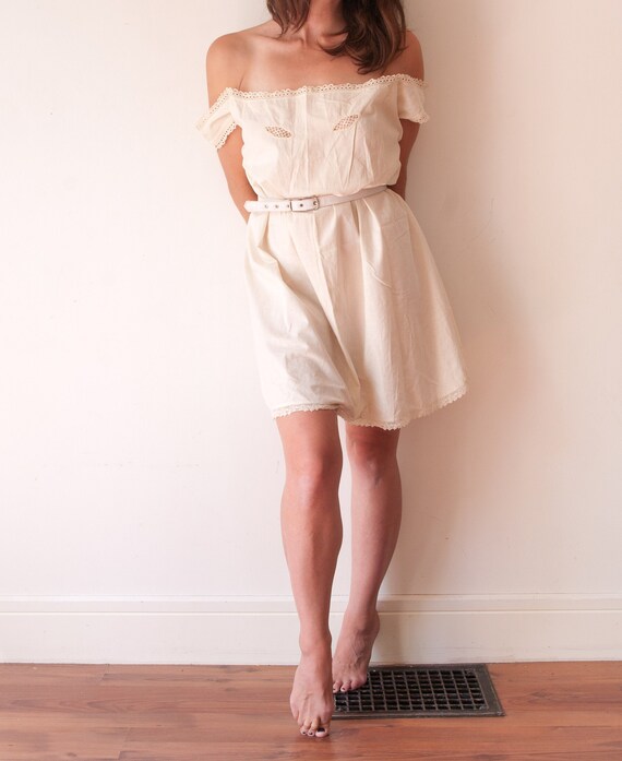 1900's Edwardian White Cotton Romper / Vintage Ant