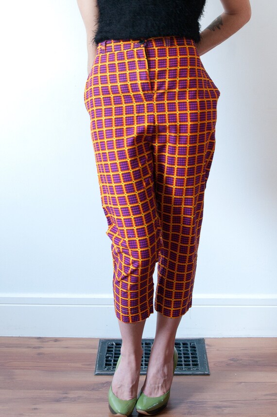 1970's High Rise Cigarette Pants / Vintage Orange
