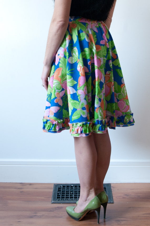 Vintage Blue Floral Skirt - image 4