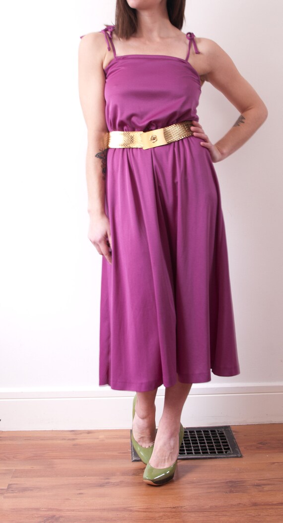 1970s Pleated Purple Midi Dress  - image 1