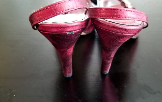 1970s Red Leather Rhinestone Heels - image 5