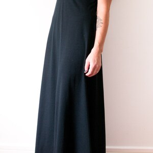 1960s Black Ruffle Sleeve Maxi Dress image 3