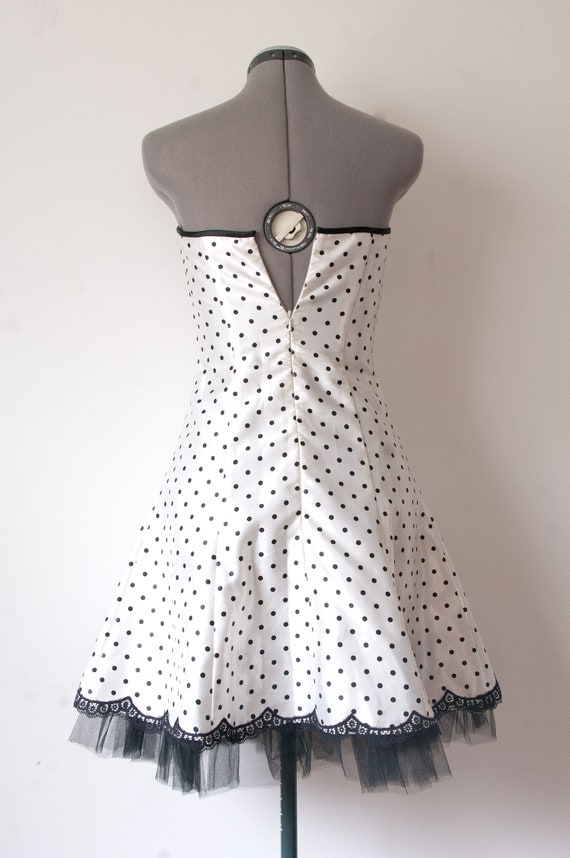 1990s White Polka Dot Gunne Sax Mini Dress - image 8