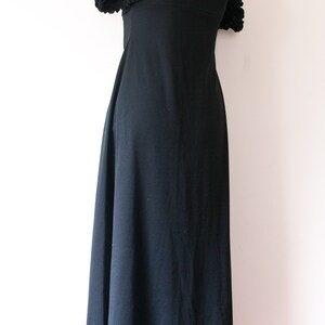 1960s Black Ruffle Sleeve Maxi Dress image 9