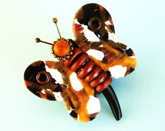 Vintage Crafted Butterfly ( or Moth ) Pin Brooch