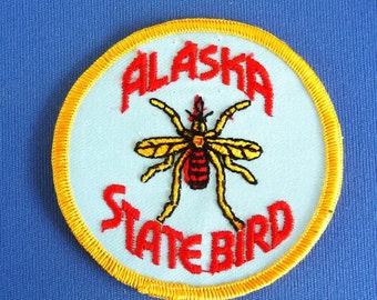 ALASKA ..  Vintage State Bird Souvenir Patch