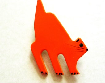 Orange Kitty Kat -- Pin Brooch