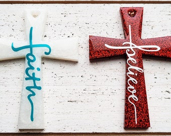 Cross keychain | resin glitter keychain | rear view mirror cross | Christian gift | gift for her | pastor gift | small group gift