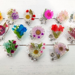 Custom Floral Resin Badge Reel: Personalized Name, Nurse Doctor Medical