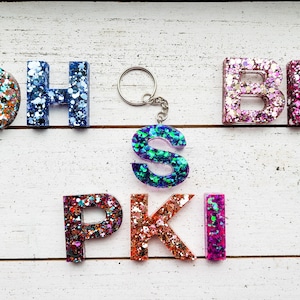 Glitter Keychain | Resin Letter Keychain | initial keychain | handbag initial
