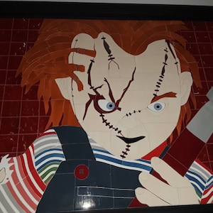 Chucky Doll Framed Mosaic Tile Art Piece