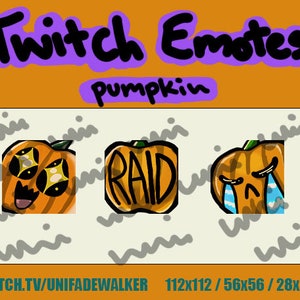 Halloween twitch emotes, small pack, pumpkins!