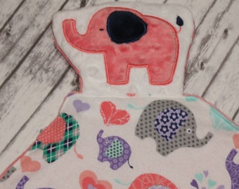 Elefante Lovey, Manta de elefante, Manta Minky, Manta de amor, Manta personalizada del bebé, nuevo regalo del bebé