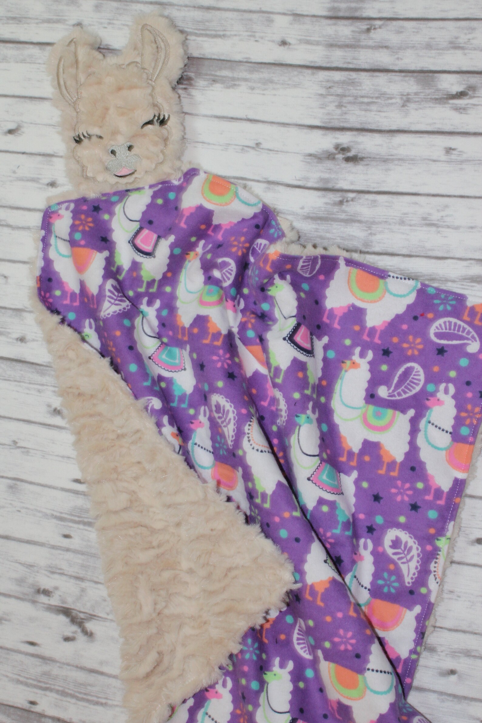 Llama Blanket Llama Lovey Cuddle Blanket Lovey Baby Girl Etsy