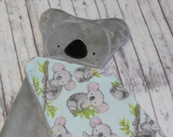 Koala Lovey, Koala Babydecke, personalisierte Lovey, Kuscheldecke, Sicherheitsdecke, neue Baby-Geschenk
