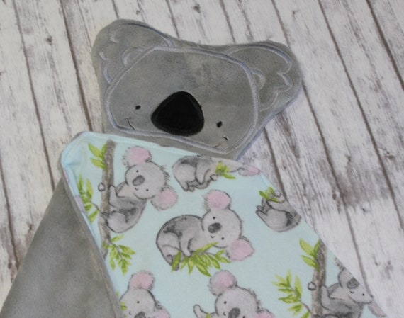 Koala Lovey Koala Baby Blanket Personalized Lovey Cuddle Blanket Security Blanket New Baby Gift Etsy Canada