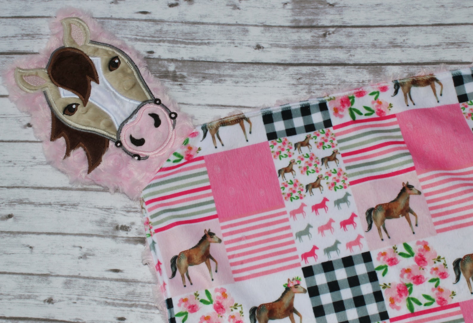 Girl Horse Lovey Horse Baby Blanket Lovey Blanket Farm Etsy