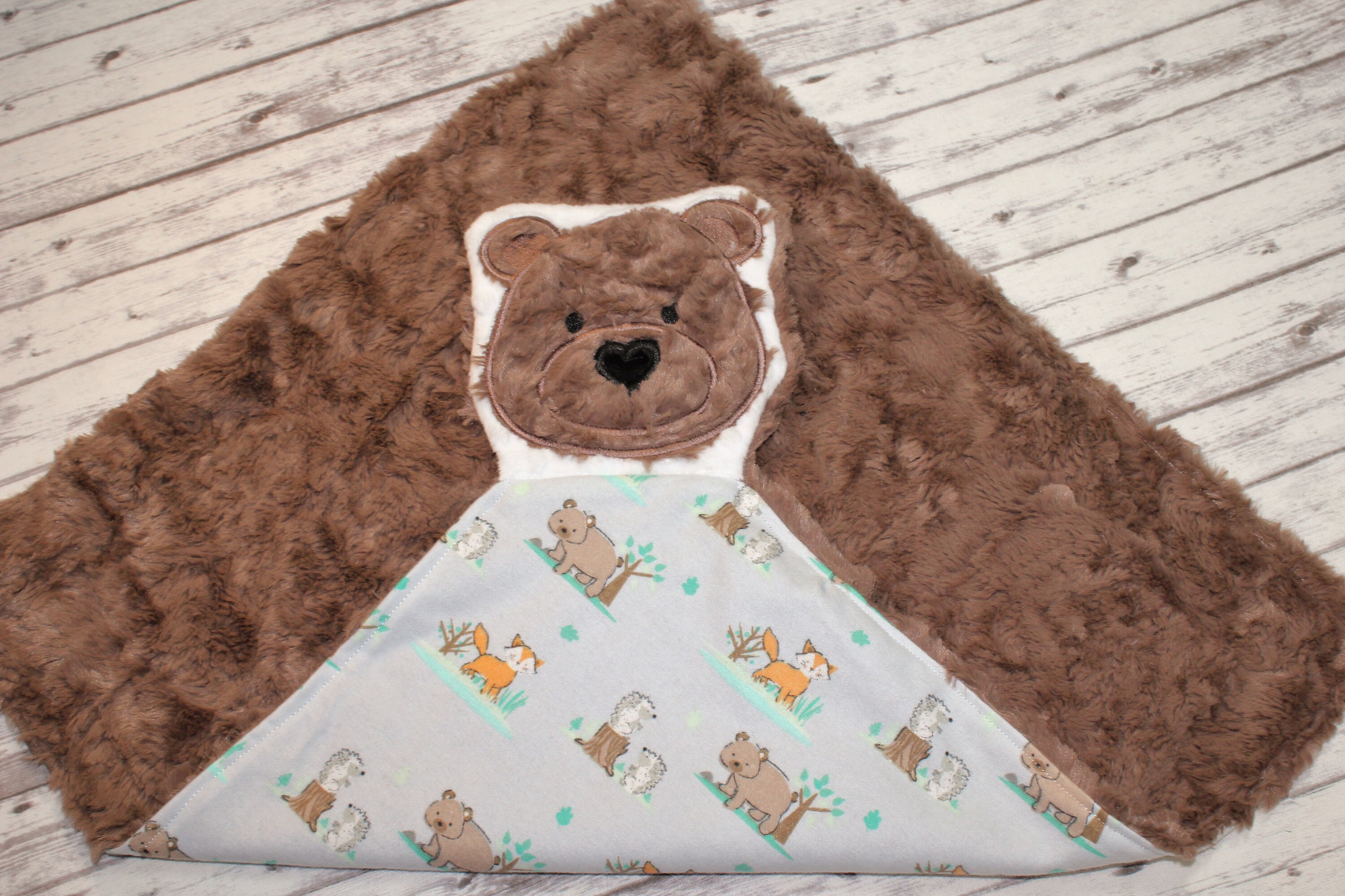 Teddy Bear Lovey Bear Blanket Woodland Animal Lovey Etsy