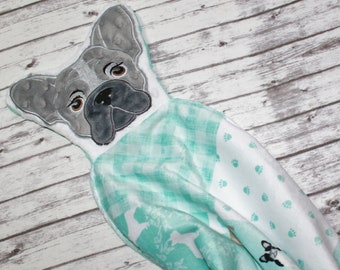 French Bulldog Lovey, French Bulldog Blanket, Frenchie Puppy, Puppy Lovey,  Lovey Baby Blanket, Baby Girl Blanket, Personalized Baby Blanket