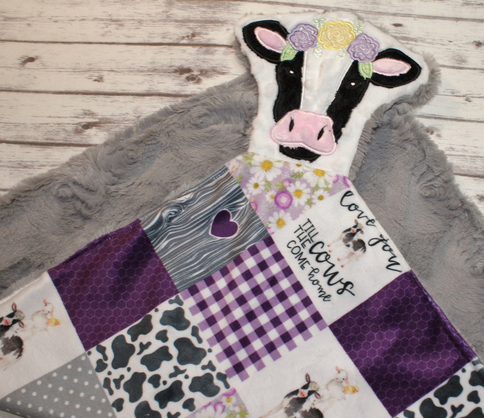 Girl Cow Lovey Cow Baby Blanket Lovey Blanket Farm Blanket Etsy