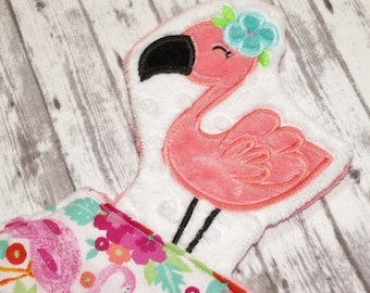 Flamingo Lovey, Flamingo Baby Blanket, Coperta Lovey, Personalizzata Lovey, Coperta di Sicurezza, Coperta di coccola