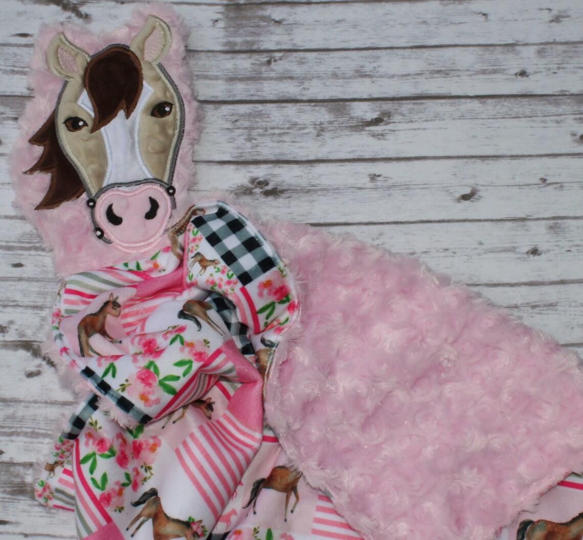 Girl Horse Lovey Horse Baby Blanket Lovey Blanket Farm Etsy