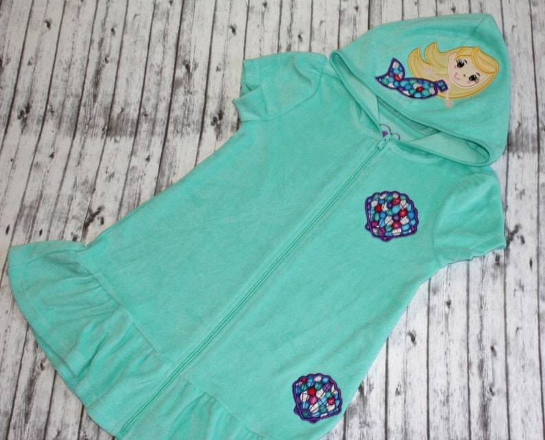 Toddler Beach Cover Up Hooded Cover Up Mermaid Cover Up Pool Cover Up Toddler Swimsuit Cover up Personalized Cover Up