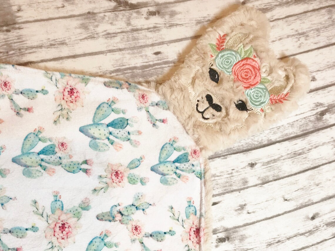 Llama Lovey Lovey Llama Blanket Llama Cactus Blanket Etsy