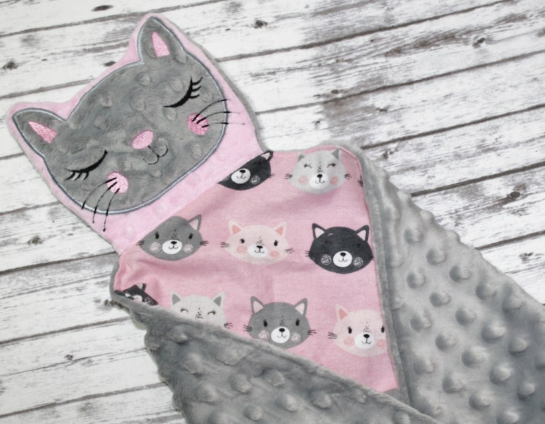 Kitty Lovey Kitty Blanket Cat Blanket Minky Blanket Etsy