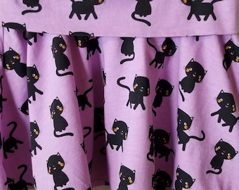 Little Girls Black Cat Twirl Skirt-Size 5-Ophelia Collection Purple & Black Halloween Skirt - Children's Boutique Clothing-Skater Skirt