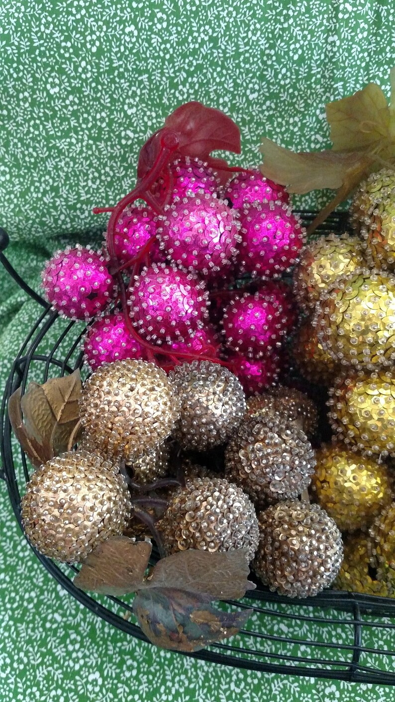 Handbeaded Faux Fruit Jeweled Fruit Faux Grape Clusters Etsy