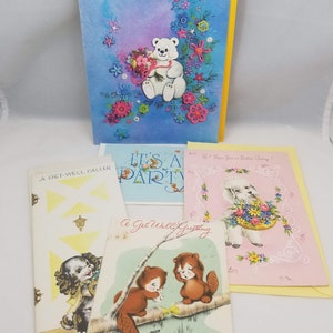 Tarjetas de felicitación vintage, efemera de papel con temática animal, reserva de chatarra / medios mixtos / Collage Paper Craft Supplies