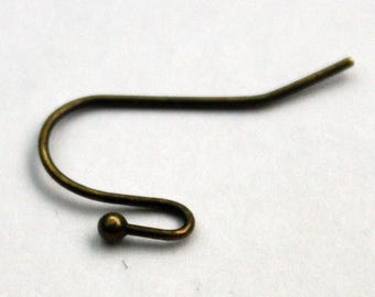 Kolczyki z kulką w kolorze antycznego mosiądzu: styl francuski (20 x 13 mm), 50 szt. – opakowanie zbiorcze
